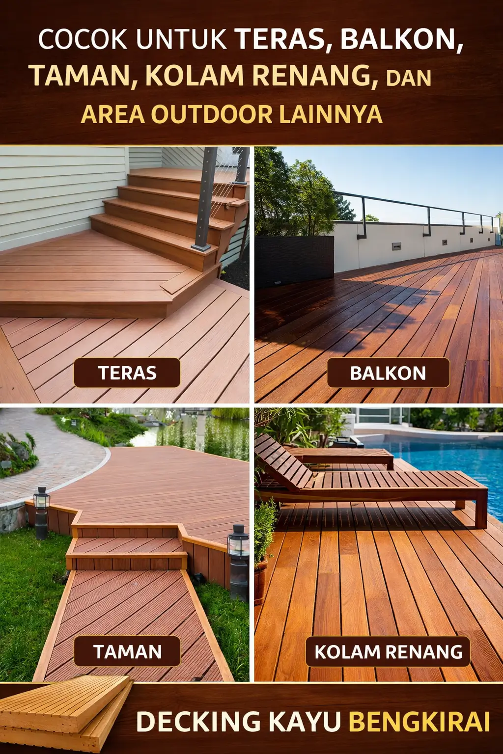penerapan decking kayu bengkirai