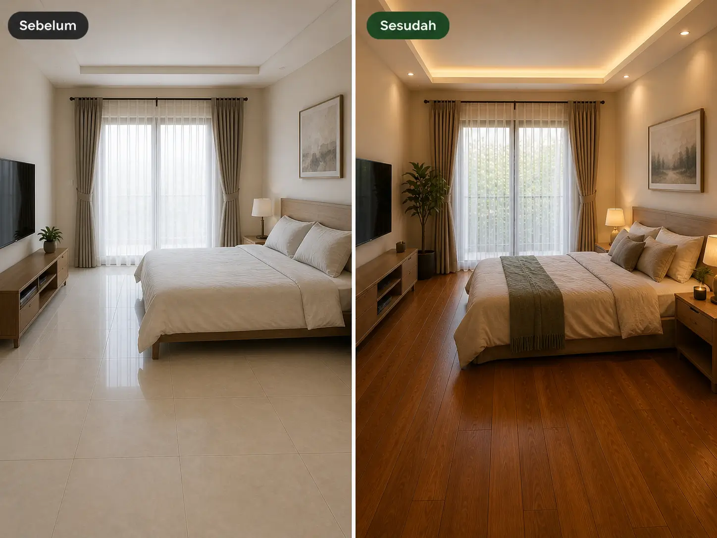 pemasangan lantai kayu kamar tidur