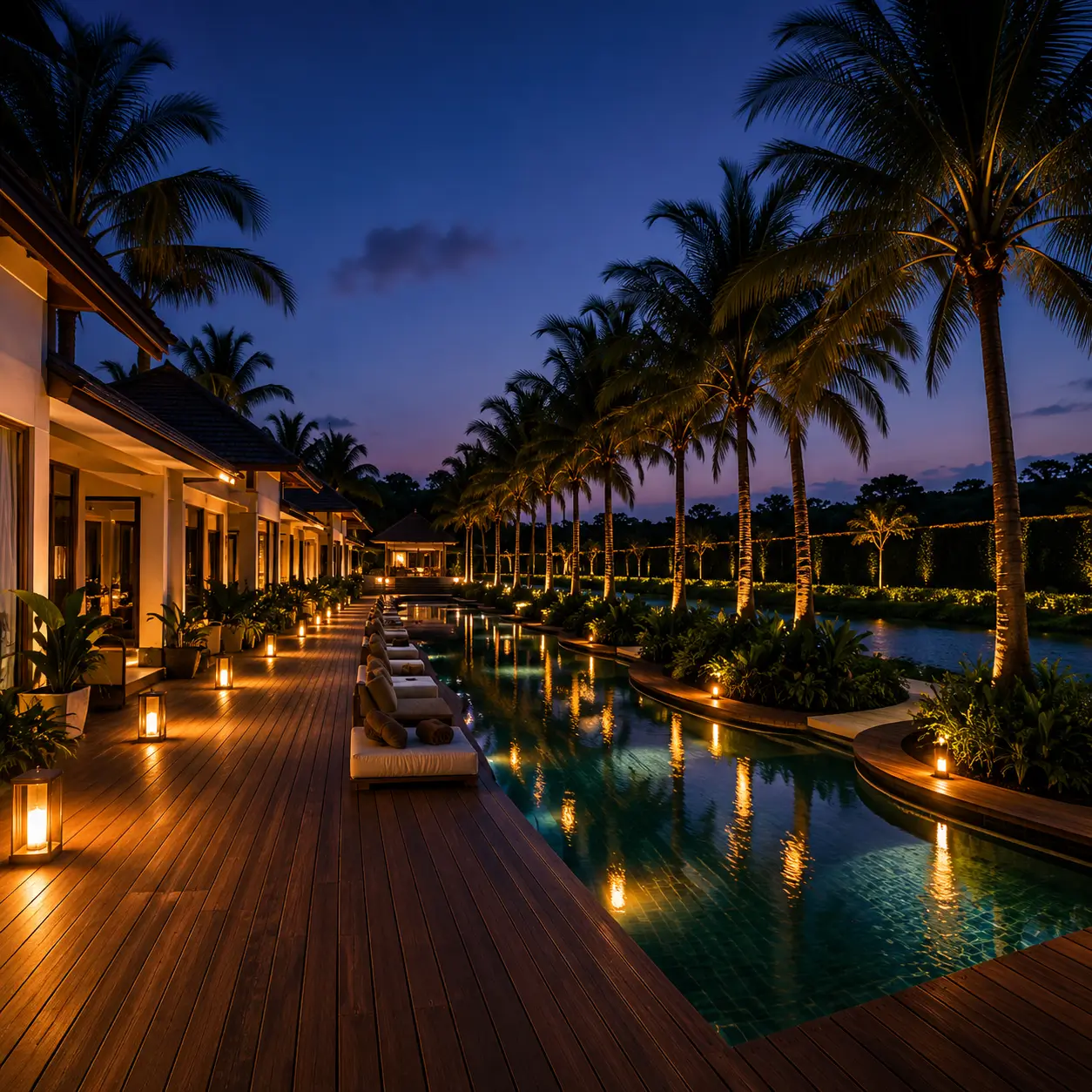 Hotel resort decking kayu lombok