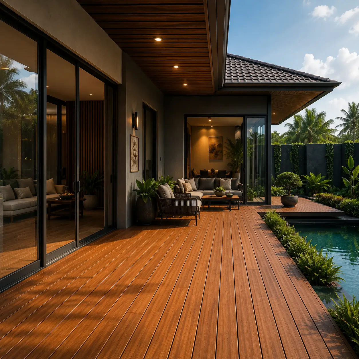 Rumah modern decking kayu bandung