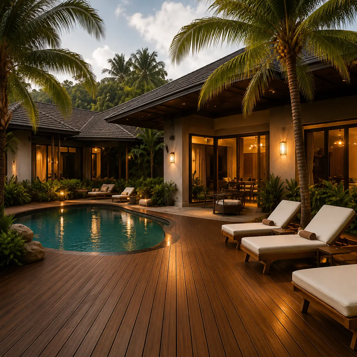 Villa pribadi decking kayu bali